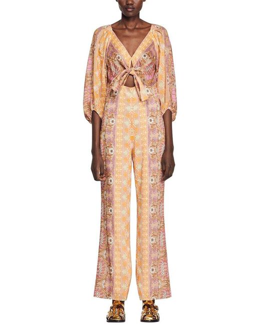 Maje Natural Sandro Dieppe Linen-Blend Jumpsuit