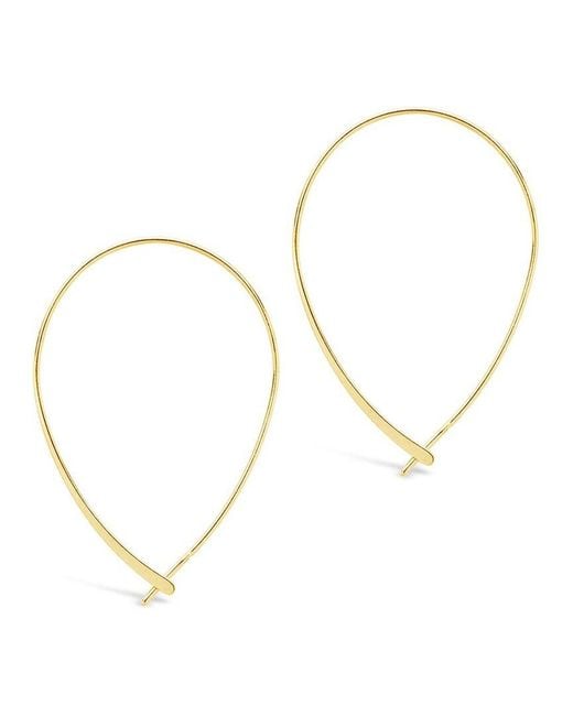 Sterling Forever Metallic 14k Plated Delicate Threader Hoops