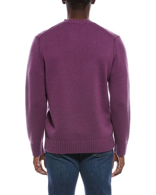 Vince Purple Relaxed Wool & Cashmere-Blend Crewneck Sweater for men