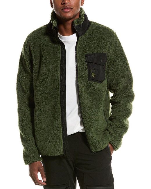 Spyder Green Teddy Fleece Jacket for men