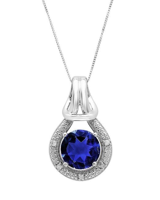 MAX + STONE Max + Stone 10k 2.44 Ct. Tw. Diamond & Created Blue Sapphire Pendant Necklace