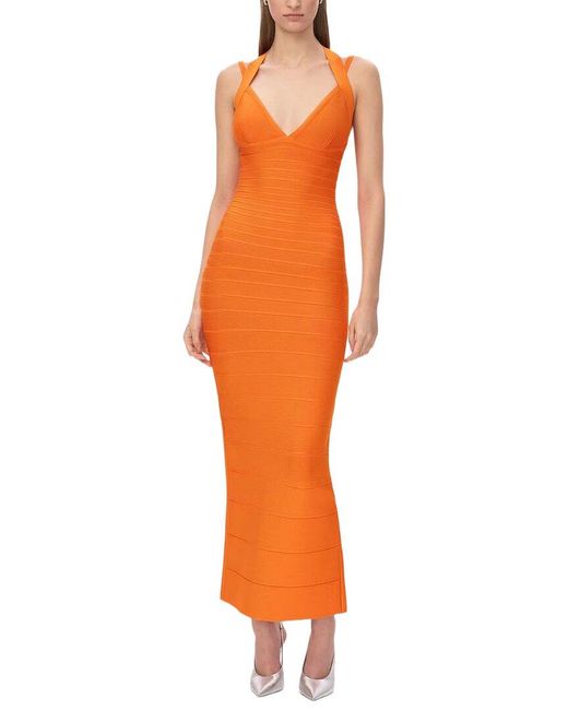 Dilireba Orange Solid Maxi Dress