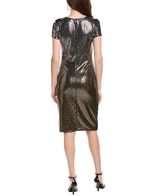 Bebe Green Ombre Sequin Midi T-Shirt Dress