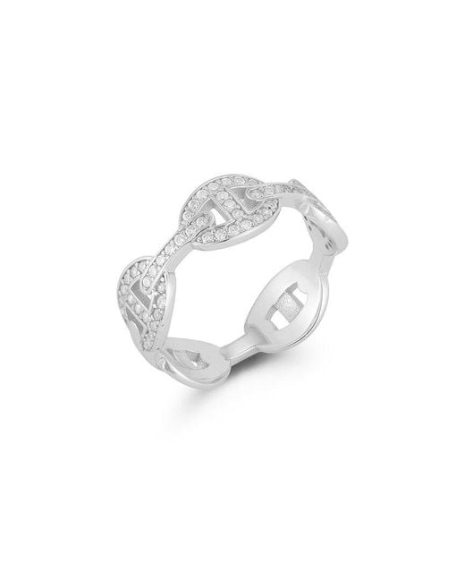 Chloe and Madison White Silver Cz Mariner Link Ring