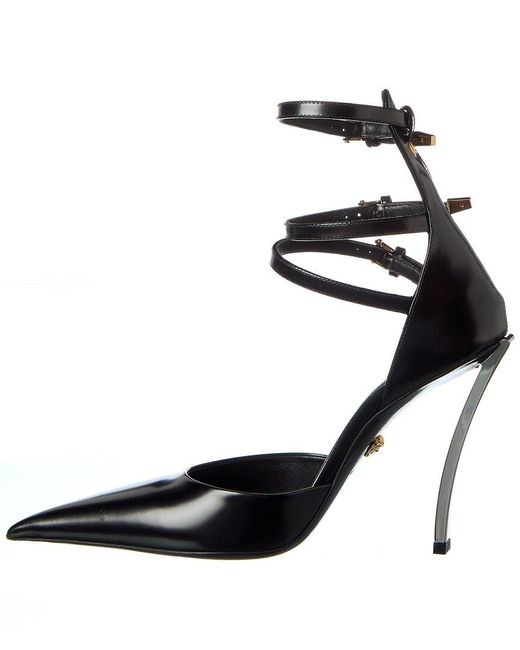 Versace Black Pin Point Leather Pump
