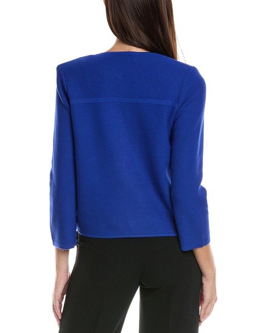 St. John Blue Stretch Pique Knit Jacket