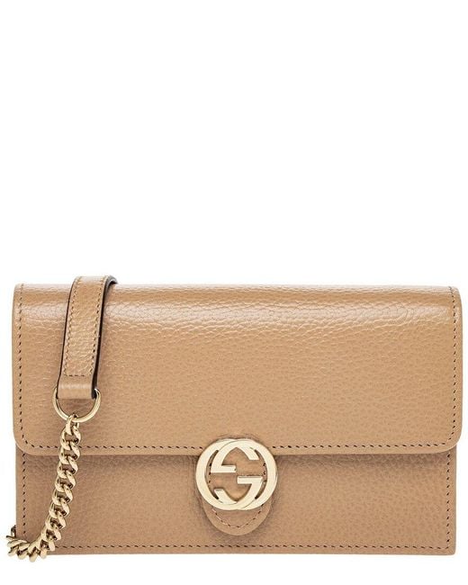 Gucci Natural GG Leather Wallet On Chain