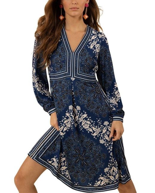 Hale Bob Blue Adley Midi Dress