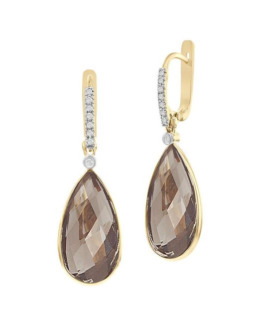 I. REISS White 14k 0.14 Ct. Tw. Diamond & Smokey Topaz Earrings