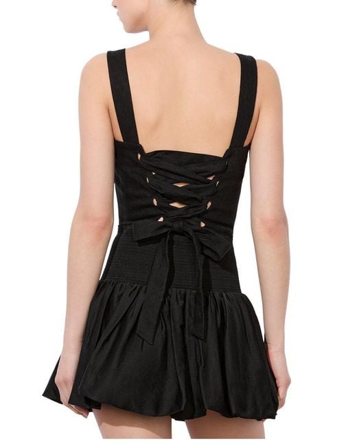 Alice + Olivia Black Natalia Linen-Blend Top