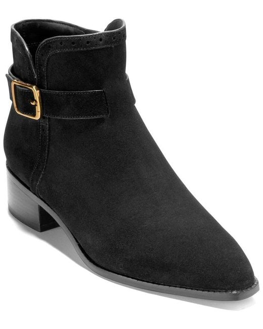 Cole Haan Black Norella Buckle Suede Boot