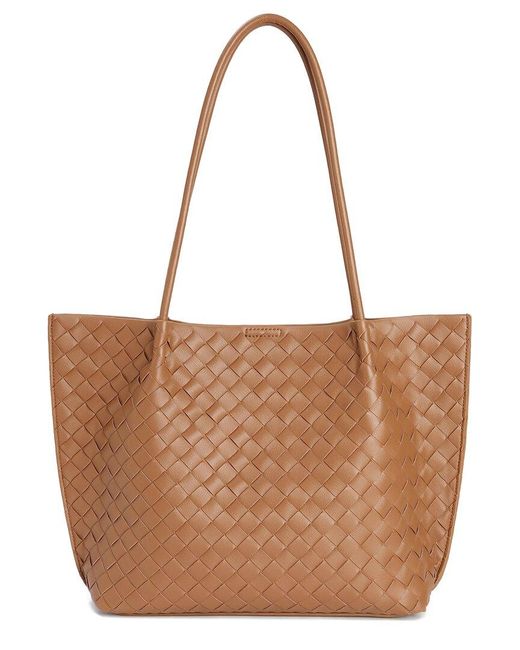 Tiffany & Fred Paris Brown Hand-woven Leather Large Tote