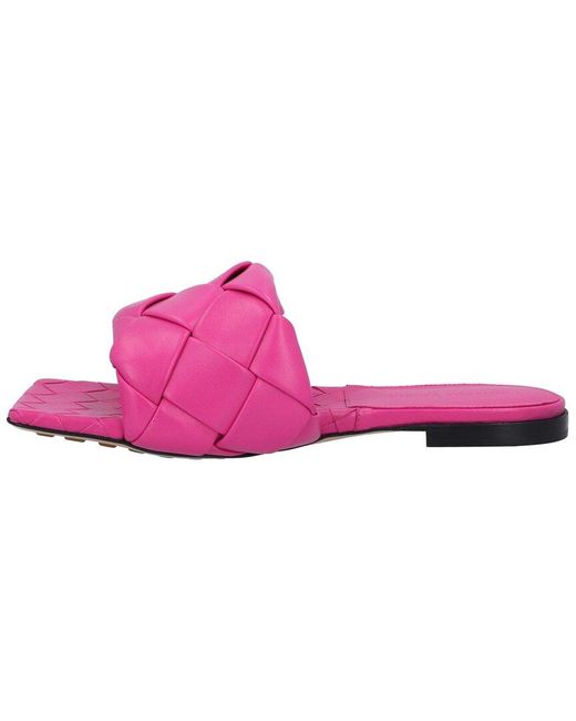 Bottega Veneta Pink Lambskin Leather Lido Flat Sandal, Never Worn (Authentic Pre-Loved)