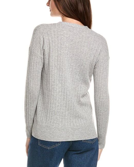 Kier + J Gray Kier + J Ribbed V-Neck Wool & Cashmere-Blend Cardigan