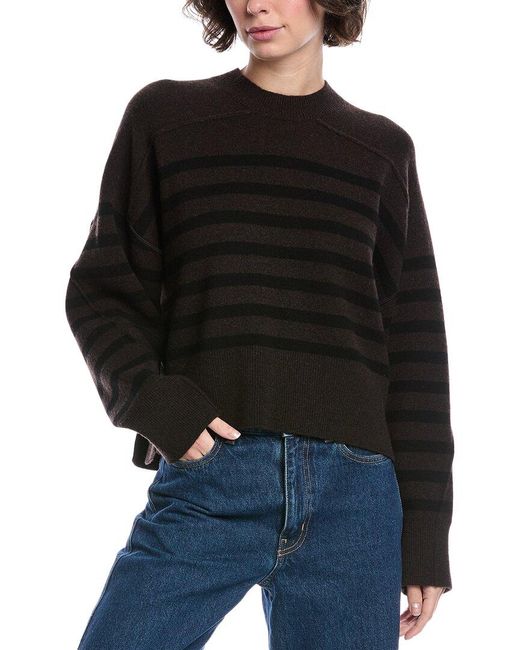 Rag & Bone Black Bridget Stripe Crewneck Wool-Blend Sweater