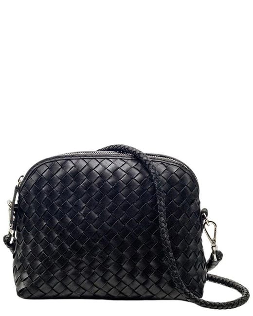 Dragon Diffusion Black Chunky Fellini Leather & Straw Pochette