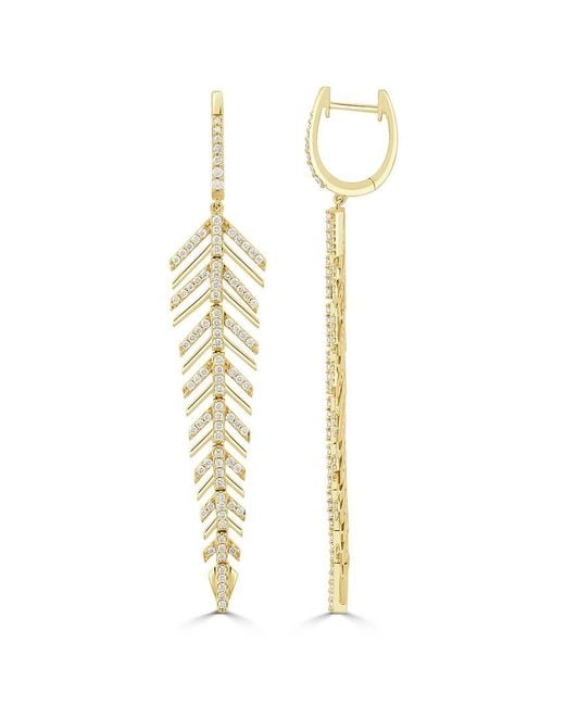Sabrina Designs Metallic 14K 1.00 Ct. Tw. Diamond Feather Dangle Earrings