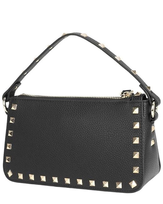 Tiffany & Fred Paris Black Metallic Studded Convertible Shoulder Bag