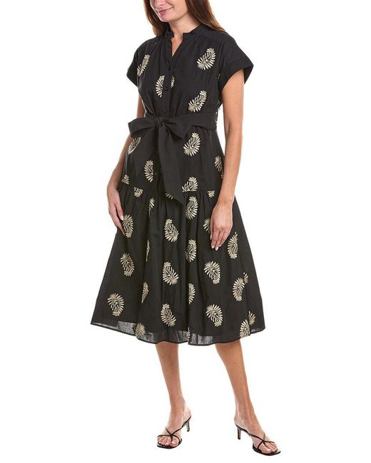 Gracia Black Floral Belted Midi Dress