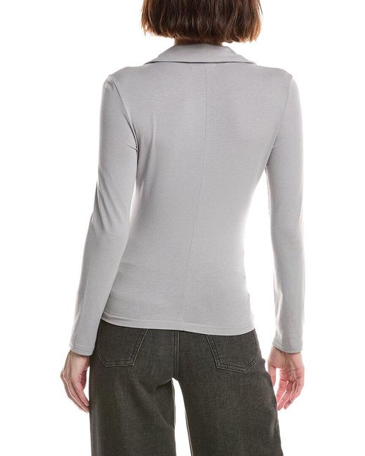Rag & Bone Gray Lucy Ruched Polo Shirt