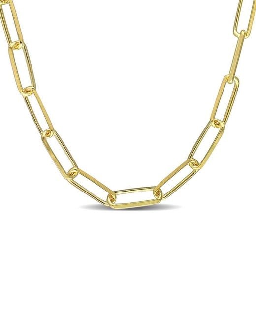 Italian Silver Metallic 18k Over Paperclip Chain Necklace