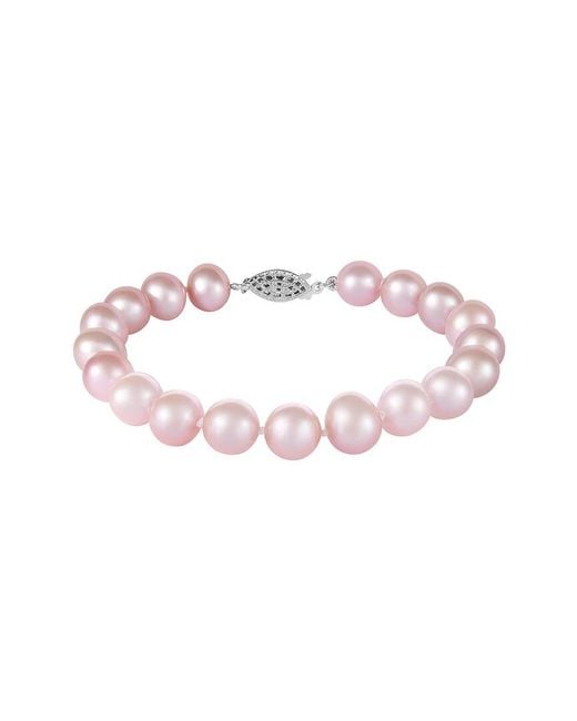 Splendid Pink Silver 8-9mm Pearl Bracelet