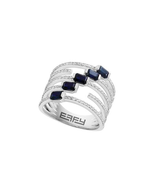 Effy Fine Jewelry White 14K 0.76 Ct. Tw. Diamond & Sapphire Ring
