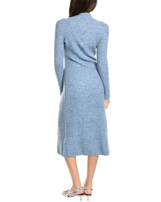 Maje Blue Wool-blend Sweaterdress