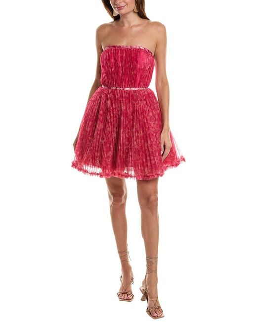 Hutch Red Lenzy Pleated Tulle Mini Dress