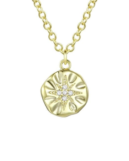Rachel Glauber Metallic 14k Plated Cz Pendant Necklace