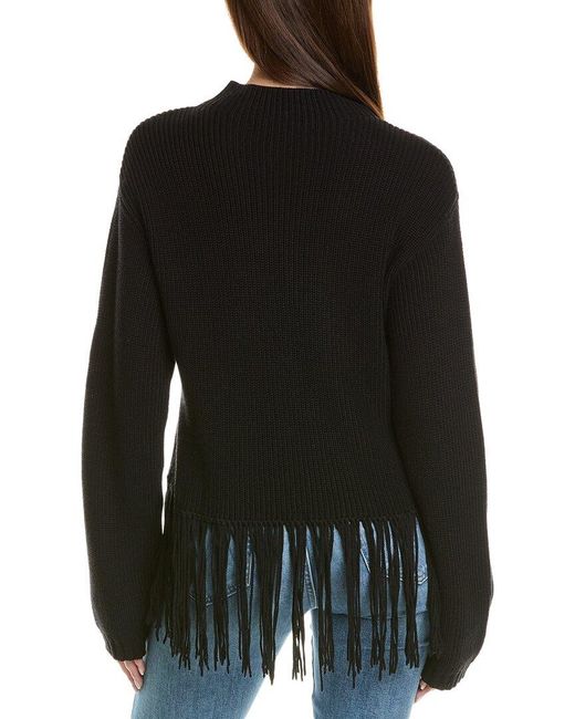 Hannah Rose Black Hadley Mock Neck Cashmere-Blend Sweater