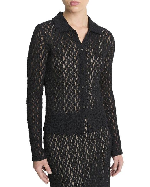 Vince Black Floral Smocked Button-Up Shirt