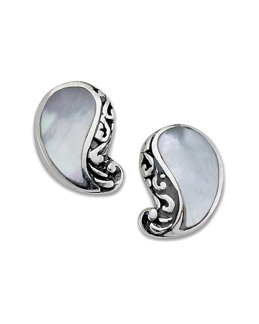 Samuel B. Metallic Silver Pearl Paisley Studs