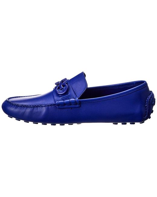 Ferragamo Blue Grazioso Leather Loafer for men