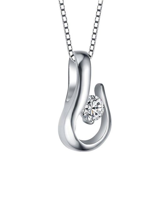 Genevive Jewelry White Silver Pendant Necklace
