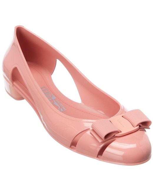 Ferragamo Vara Bow Jelly Ballet Flat in Pink | Lyst
