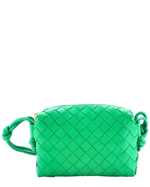 Bottega Veneta Green Intrecciato Nappa Leather Loop Crossbody Mini (authentic Pre-loved)