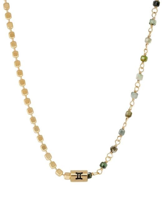 Karma and Luck Metallic Plated Emerald Agate Beaded Necklace