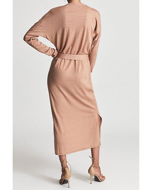 Reiss Pink Cleo Wool-blend Midi Dress