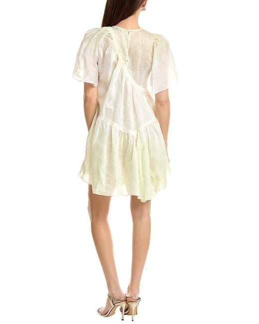 Sandro Yellow Linen-Blended Midi Dress