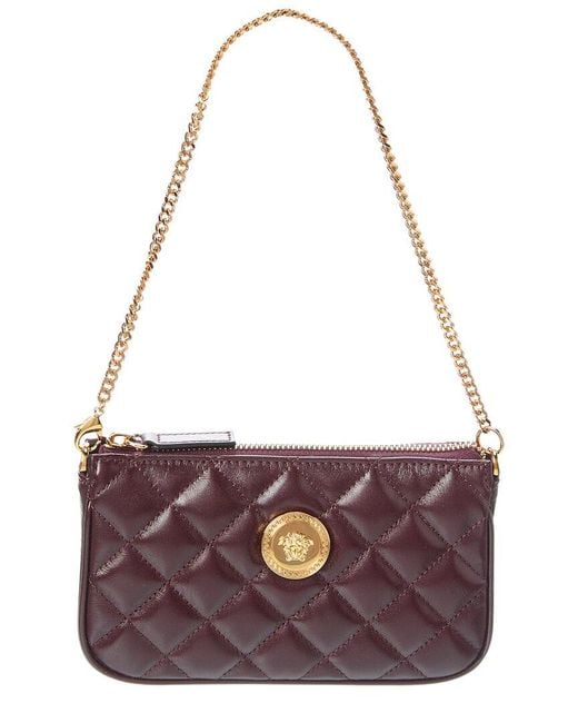 Versace Purple Medusa Quilted Leather Pochette