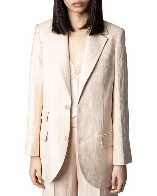 Zadig & Voltaire Natural Linen-Blend Blazer