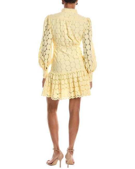 Bardot Yellow Remy Spot Lace Mini Dress