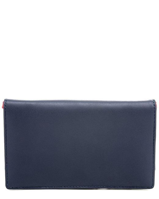 Mywalit Blue Leather Travel Wallet With Detachable Strap
