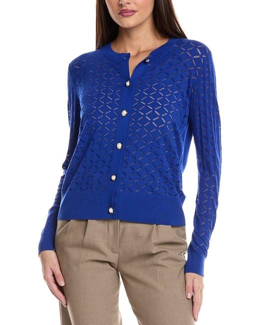 St. John Blue Float Knit Cardigan