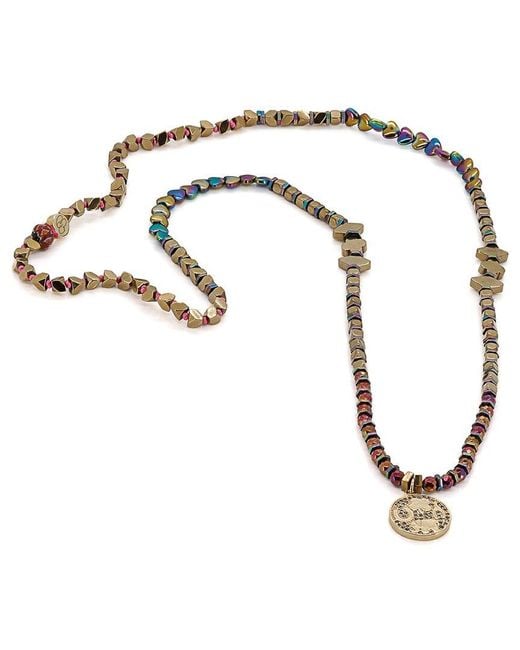 Ebru Jewelry Metallic One Of A Kind Plated Hematite Beaded Necklace