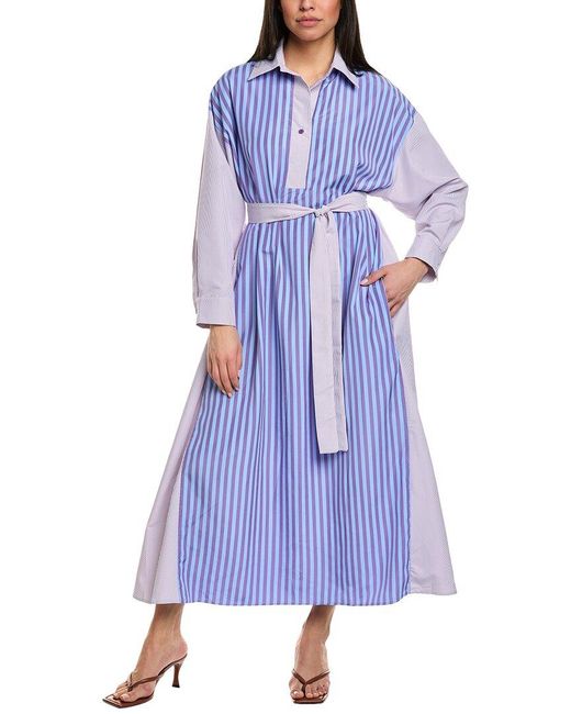 Beulah London Blue Shirtdress