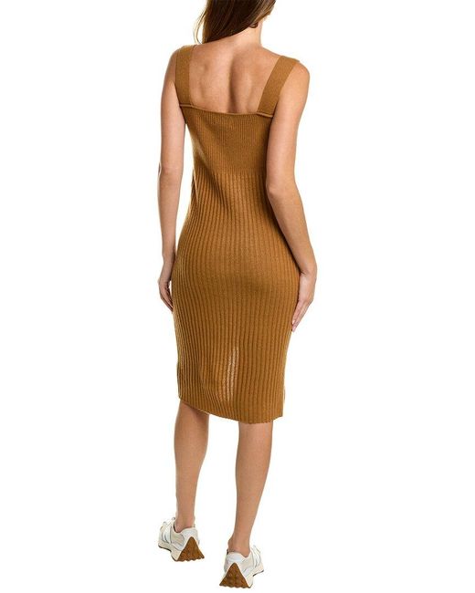 Magaschoni Brown Ribbed Cashmere Tank Dress