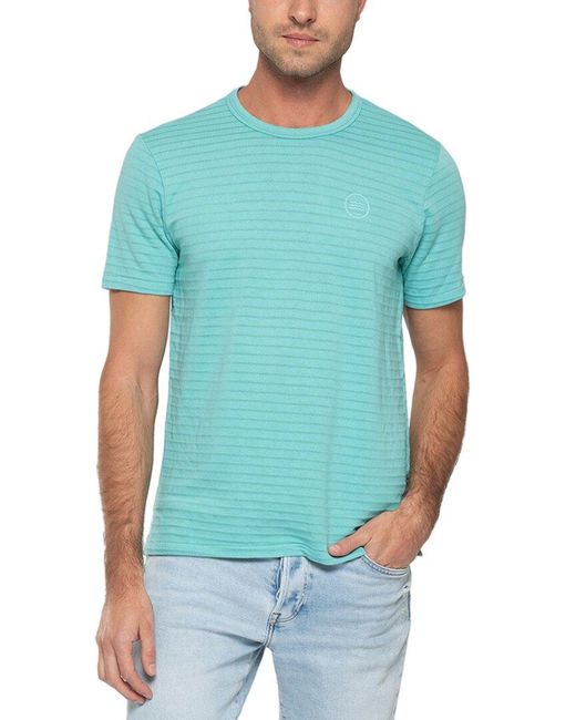 Sol Angeles Blue Tonal Stripe Crew T-shirt for men