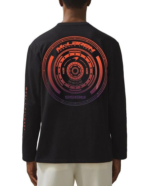 Reiss Black Legacy Ombre Tyre Print T-Shirt for men